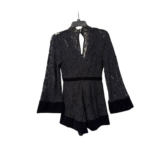 do+be v neck Lace Bell Sleeve Romper dress women black sz small - Picture 1 of 15